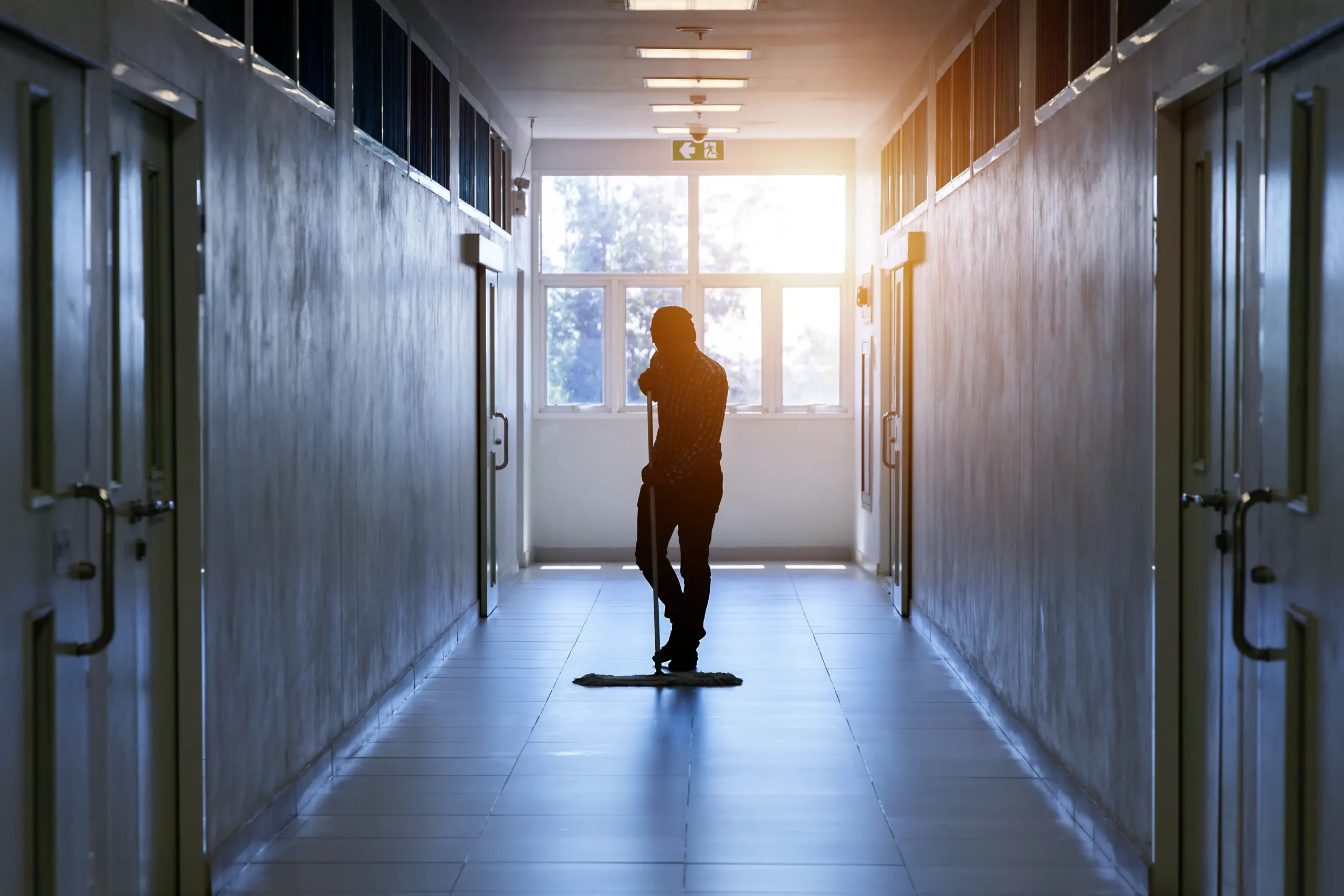 man cleaning